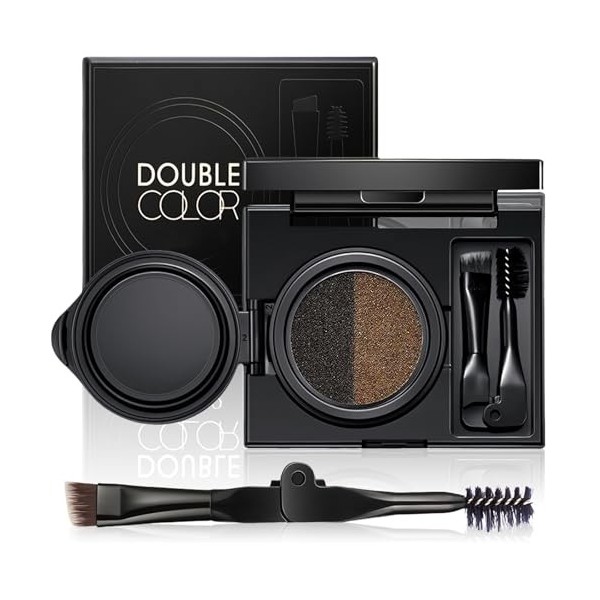 AmiCera Kit de pommade à sourcils en gel 2 couleurs, palette de teinture à coussin dair 3 en 1, imperméable, anti-taches, ét