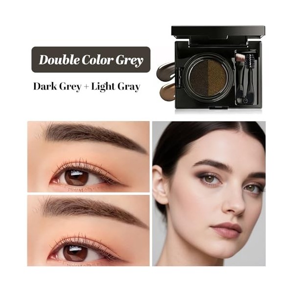 AmiCera Kit de pommade à sourcils en gel 2 couleurs, palette de teinture à coussin dair 3 en 1, imperméable, anti-taches, ét