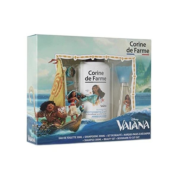 Corine de Farme Coffret Cadeau Vaiana Disney| Eau de Toilette 30ml + Shampooing 300ml + Set Barrettes & Bracelet