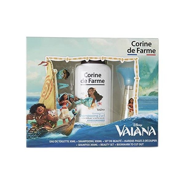 Corine de Farme Coffret Cadeau Vaiana Disney| Eau de Toilette 30ml + Shampooing 300ml + Set Barrettes & Bracelet