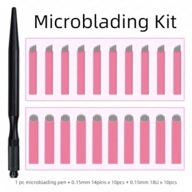 Kit Tebori de maquillage Permanent pour sourcils, poignées de Microblading avec lame rose Nano 0.15mm, fournitures de support
