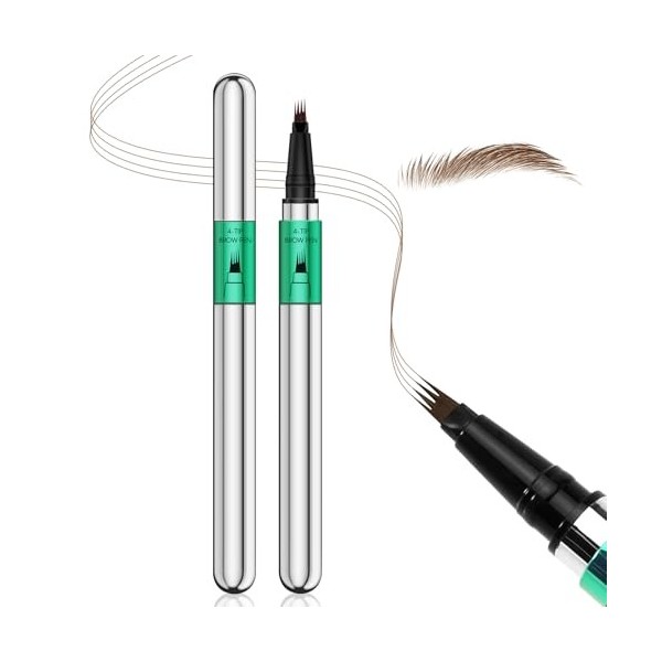 Apooliy Stylo à sourcils pour microblading，Longue durée and Crayon à sourcils imperméable Micro 4 Point Brow Pen， pour créer 
