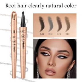 Crayon à sourcils magique, avec 4 pointes microfourchettes, naturel imperméable et durable, pour hommes et femmes, pour des s