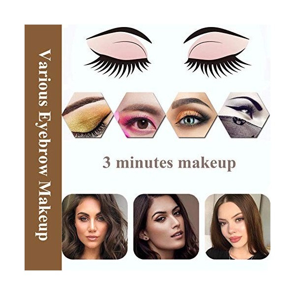 TEUVO 12 Styles Pochoirs Sourcils pour Débutants, Kit Pochoir Sourcils Réutilisable avec Brosse à Sourcil et Rasoir Sourcil p