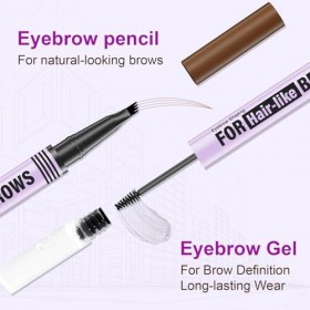 Boobeen Stylo à sourcils Microblading, pointe à 4 fourches Stylo à avec gel pour sourcils, crayon à sourcil waterproof longue