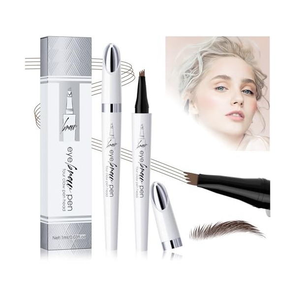 Magic Microblading Crayon de contour des sourcils – Stylo de contour des sourcils – Stylo à sourcils étanche précis à 4 point