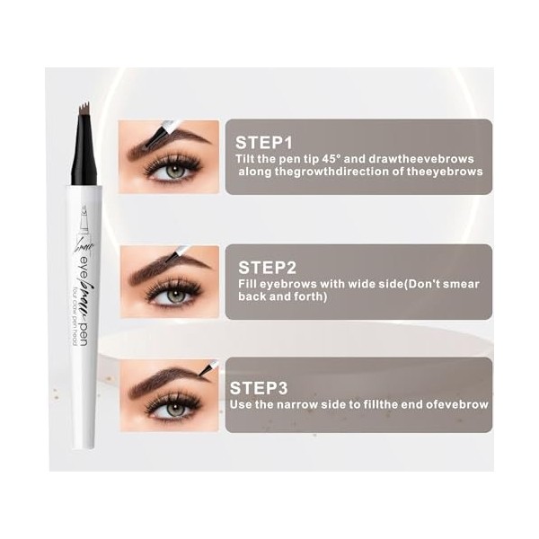 Magic Microblading Crayon de contour des sourcils – Stylo de contour des sourcils – Stylo à sourcils étanche précis à 4 point