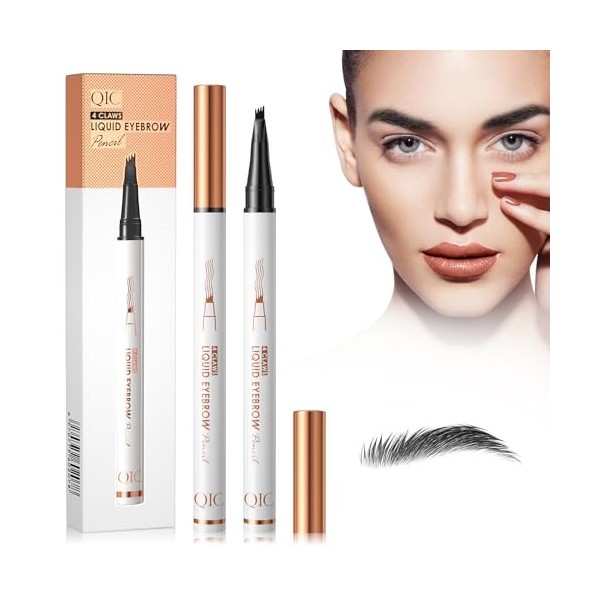 Crayon à sourcils - Imperméable - Résistant aux frottements - 3D - Maquillage naturel - Pour hommes et femmes - Noir