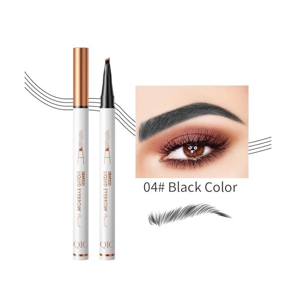 Crayon à sourcils - Imperméable - Résistant aux frottements - 3D - Maquillage naturel - Pour hommes et femmes - Noir