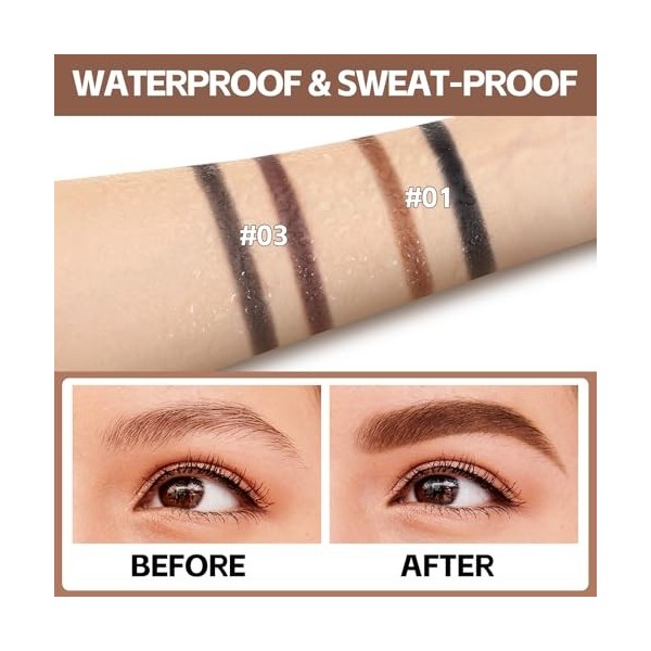 Boobeen Kit à sourcils, Poudre à sourcils 2 couleurs et Stylo à sourcil à pointe à 4 dents, Longue durée, imperméable et anti