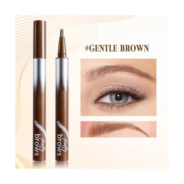 Stylo à sourcils avec pointe fourchette précise, imperméable, résistant à la transpiration, traits naturels semblables à des 