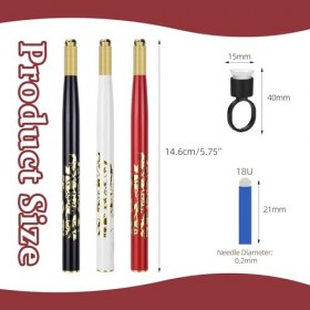 ATOMUS Microblading Kit de 3 stylos manuels pour tatouage, sourcils, 10 microlames à sourcils 18U, 10 porte-pigments avec épo