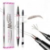 Magic Microblading Crayon à sourcils 2 en 1 à double extrémité – Stylo à sourcils étanche avec 2 pointes précises et étanches