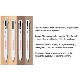 Stylo Contour des Sourcils 4 en 1 Longue Durée et Imperméable, Application Précise, pour les Tons de Peau, Double comme Eye-l