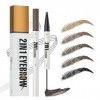Microblading Crayon à sourcils résistant à leau, avec encre et 4 pointes microfourchettes, crayon à sourcils 2 en 1, crayon 