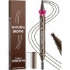 Microblading - Crayon à sourcils 2 en 1 avec deux extrémités pour femme - 3 pointes et brosse Spoolie - Sourcils naturels sem