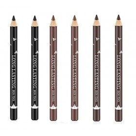 Go Ho Lot de 6 crayons à sourcils, faciles à colorer, imperméables et durables, 3 couleurs noir, marron clair, marron foncé ...