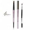 Riceel Stylo à sourcils, crayon à sourcils avec pinceau à sourcils à double extrémité, stylo à sourcils ultra fin à double ex
