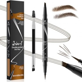 Crayon Sourcil Waterproof, Crayon Sourcil Double Extrémité avec Micro-Fourchette et Pinceau Précis - Pour des sourcils nature