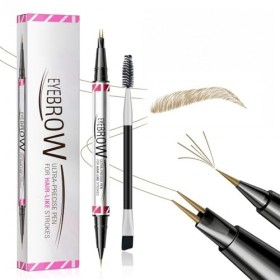 Magic Microblading Crayon à sourcils 2 en 1 à double extrémité – Stylo à sourcils étanche avec 2 pointes précises et étanches