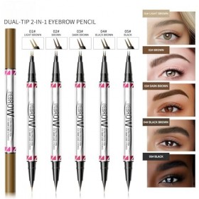 Magic Microblading Crayon à sourcils 2 en 1 à double extrémité – Stylo à sourcils étanche avec 2 pointes précises et étanches