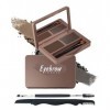 Kit de poudre à sourcils - Palette de poudre teintée douce pour les yeux - Imperméable et durable - Gris marron naturel - Ens