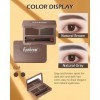 Kit de poudre à sourcils - Palette de poudre teintée douce pour les yeux - Imperméable et durable - Gris marron naturel - Ens