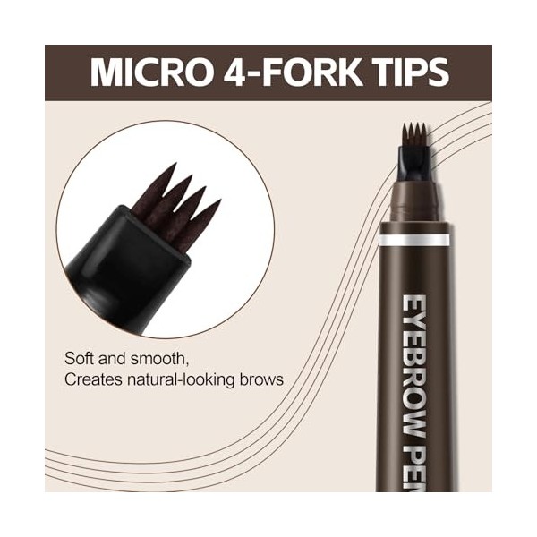 Apooliy Stylo à sourcils pour microblading,Crayon à sourcils imperméable avec pointe à 4 fourches,Stylo à longue durée et gel