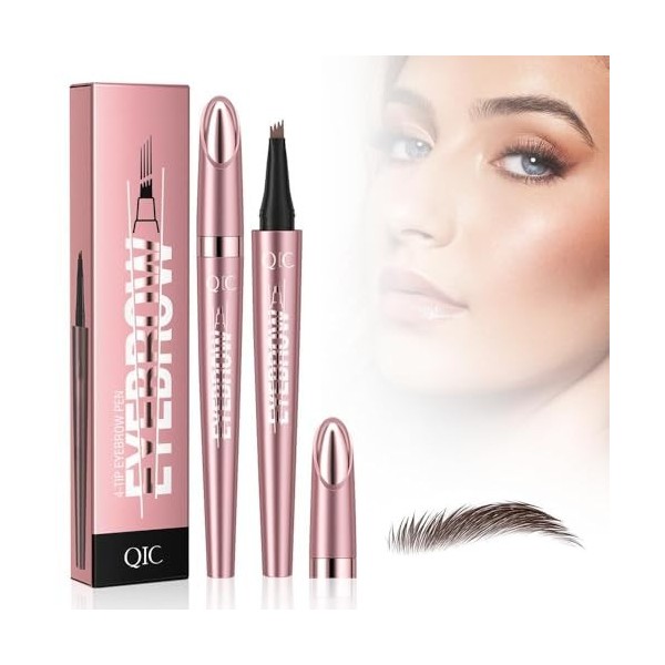 KARLOR Brow Pencil - Crayon à sourcils - Étanche - Avec 4 têtes de fourche - Brow Pencil Liquid - Anti-essuyage - Crayon à so