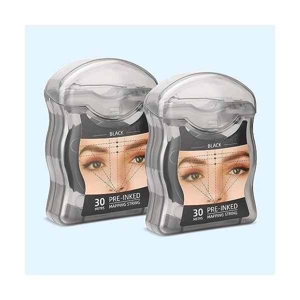 BAMTTOO Lot de 2 cordes de microblading pré-encrées pour le positionnement des sourcils, marqueur de fil, outil de mesure de
