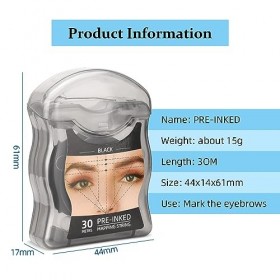 BAMTTOO Lot de 2 cordes de microblading pré-encrées pour le positionnement des sourcils, marqueur de fil, outil de mesure de 