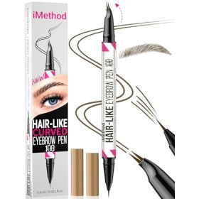 iMethod Stylo à sourcils incurvé – Crayon à sourcils 2 en 1 à double extrémité avec pointe incurvée et pointe pinceau précise