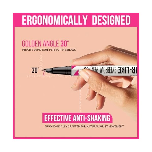 iMethod Stylo à sourcils incurvé – Crayon à sourcils 2 en 1 à double extrémité avec pointe incurvée et pointe pinceau précise