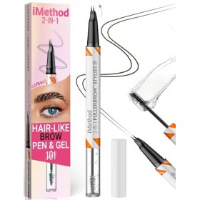iMethod Curved Crayon à sourcils et gel à sourcils transparent – Crayon à sourcils avec traits semblables à des cheveux pour 