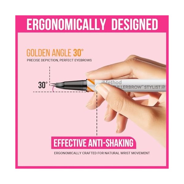iMethod Curved Crayon à sourcils et gel à sourcils transparent – Crayon à sourcils avec traits semblables à des cheveux pour 