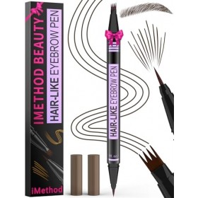 iMethod Stylo à sourcils – Crayon à sourcils magique 2 en 1 pour femme avec 4 pointes fourchues et pointe pinceau précise pou