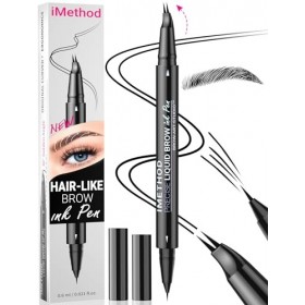 iMethod Stylo à sourcils incurvé – Crayon à sourcils 2 en 1 à double extrémité avec micro-pointe fourchette et pointe pinceau