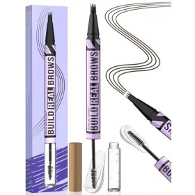 iMethod Crayon à sourcils et gel pour sourcils - Crayon à sourcils microblading avec pointe à 4 fourchettes et gel Brow Clear