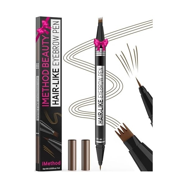 iMethod Microblading Crayon à sourcils - Eyebrow Pencil Crayon à sourcils 2-en-1 à double extrémité avec applicateur à pointe