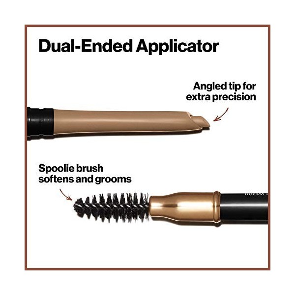 Revlon ColorStay 24H, Brow Pencil, Crayon Sourcils Waterproof avec Brosse, Formule Longue Tenue, Forme Biseautée pour des Sou