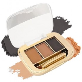 Kit de poudre à sourcils - Palette à sourcils 3 couleurs avec miroir et pinceau - Teintes naturelles imperméables et durables