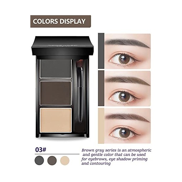 Lestpola Kit de maquillage en poudre à sourcils - Palette de teinte pour sourcils - Étanche - Longue durée - Série gris marro