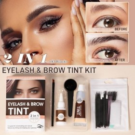 Kit 2 en 1 pour les Cils et Sourcils, Dye pour Cils et Sourcils, Semi-Permanent avec Outils Complets, Facile et Rapide à Util