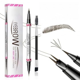 Magic Microblading Crayon à sourcils 2 en 1 à double extrémité – Stylo à sourcils étanche avec 2 pointes précises et étanches