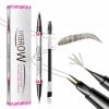 Magic Microblading Crayon à sourcils 2 en 1 à double extrémité – Stylo à sourcils étanche avec 2 pointes précises et étanches