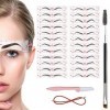 TEUVO Pochoir Sourcils Kit pour Débutant 3 Procès-verbal Maquillage, 24 Styles de Pochoir, 1 Brosse Sourcil et 1 Rasoir Visag