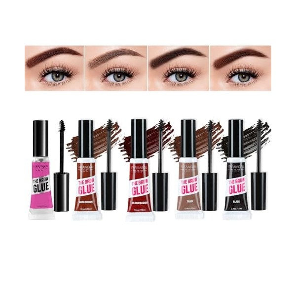 JasCherry Gel à Sourcils Longue Tenue Waterproof, Non Collant Sans Résidus, 5PCS