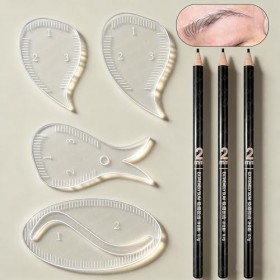 Hairstroke Brow Mapping Ruler – Gabarit Réutilisable en Acrylique pour Sourcils & Eyeliner, Guide de Dessin Rapide 1 Minute p