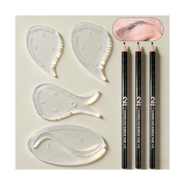 Hairstroke Brow Mapping Ruler – Gabarit Réutilisable en Acrylique pour Sourcils & Eyeliner, Guide de Dessin Rapide 1 Minute p