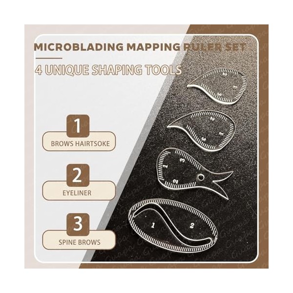 Hairstroke Brow Mapping Ruler – Gabarit Réutilisable en Acrylique pour Sourcils & Eyeliner, Guide de Dessin Rapide 1 Minute p